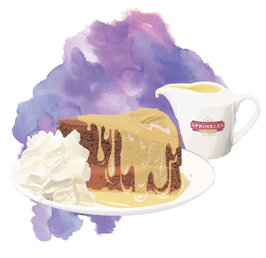 Sprinkles — sticky toffee cake with custard jug